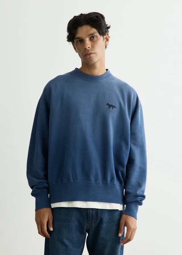 Maison Kitsune x Kuro Sunfaded Fox Sweatshirt in DARK NAVY, image 1 of 1 from Incu