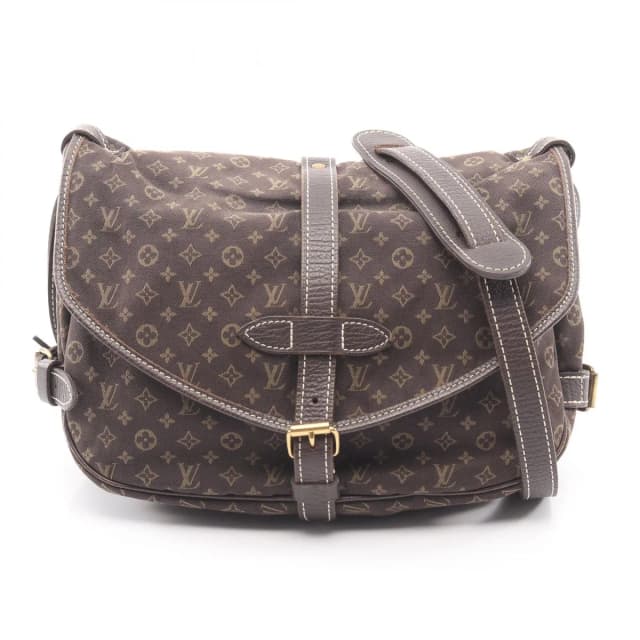 Louis Vuitton Shoulder Bag Saumur Monogram Mini Lin Ebene Canvas Leather 30 in Brown Canvas from The Reluxe, photo 1 of 1