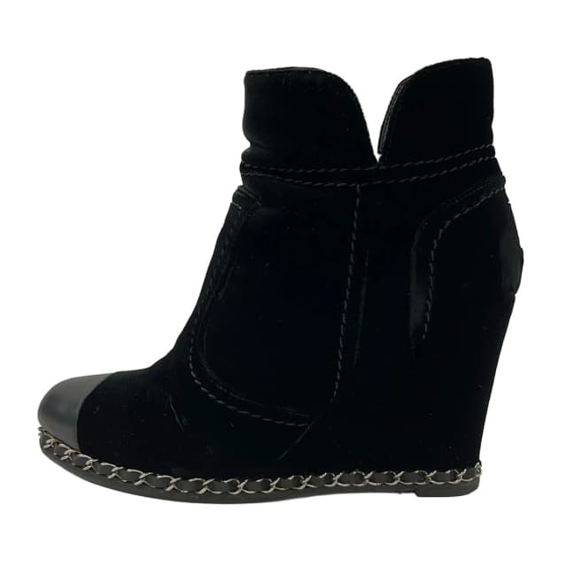 Chanel Short Boots Black Chain Wedge Sole Lambskin in Black Lambskin from The Reluxe, photo 1 of 1