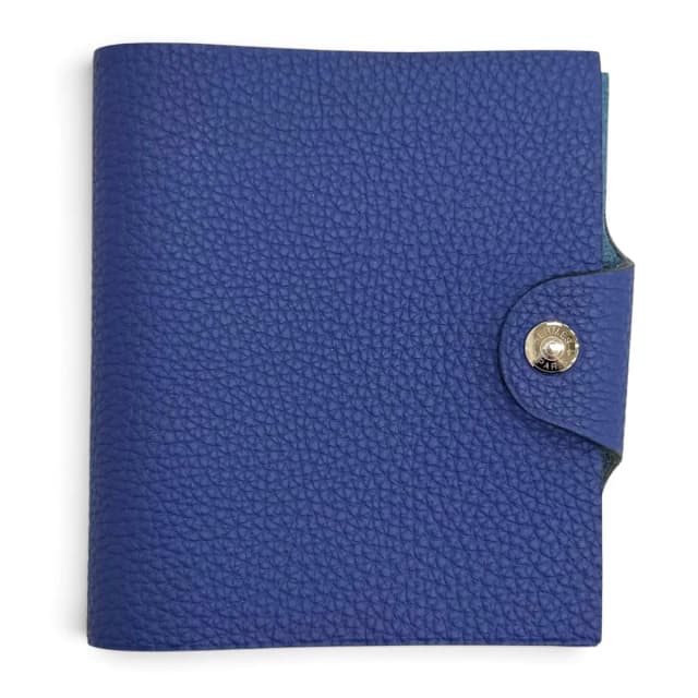 Hermès Ulysse Mini Note Cover Togo Bleu Brighton Clou de Selle Snap Button in Blue Togo leather from The Reluxe, photo 1 of 1