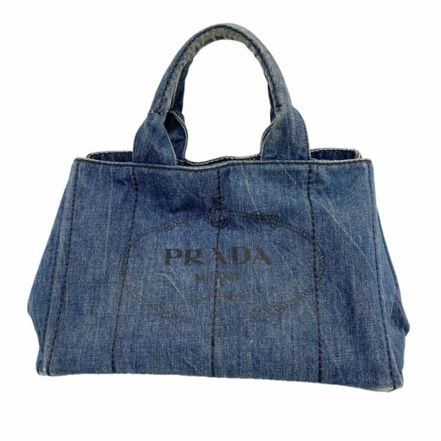 Prada Tote Bag Canapa Denim Blue Gold in Blue Denim from The Reluxe, photo 1 of 1