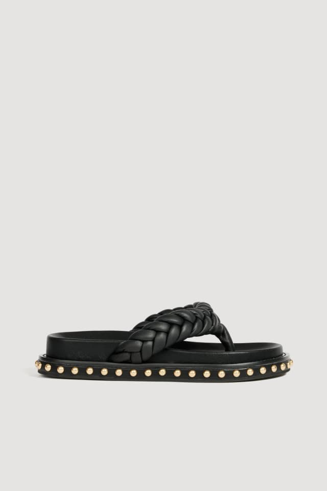 AJE Roman Braided Slide in BLACK, image 1 of 1 from Aje