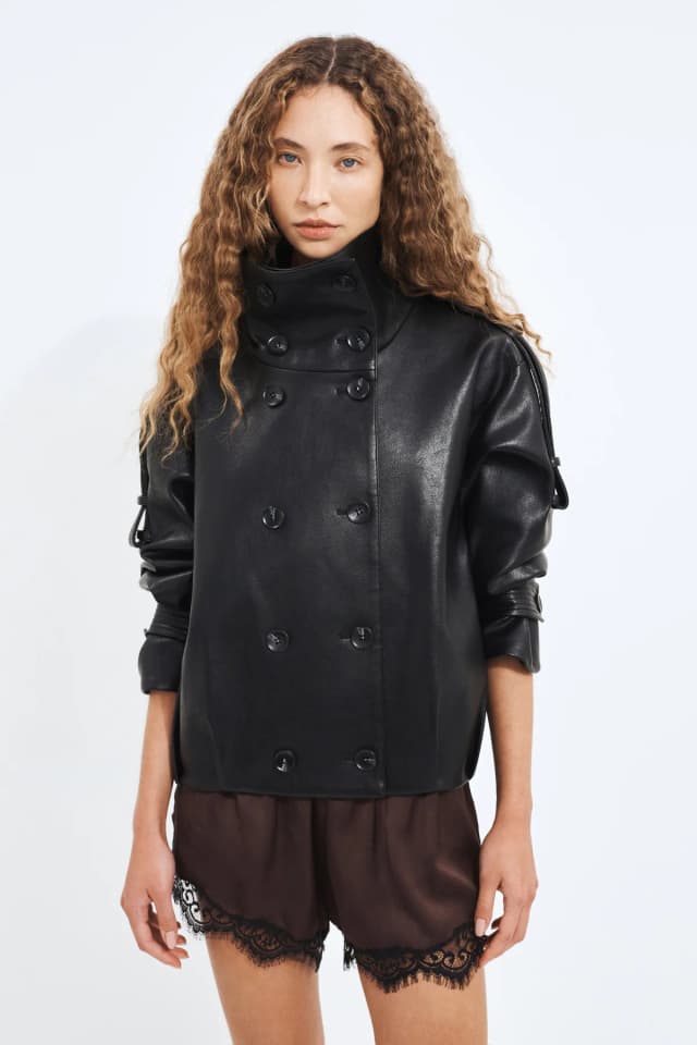 Aje Studio Noa Trench Jacket in BLACK, image 1 of 1 from Aje