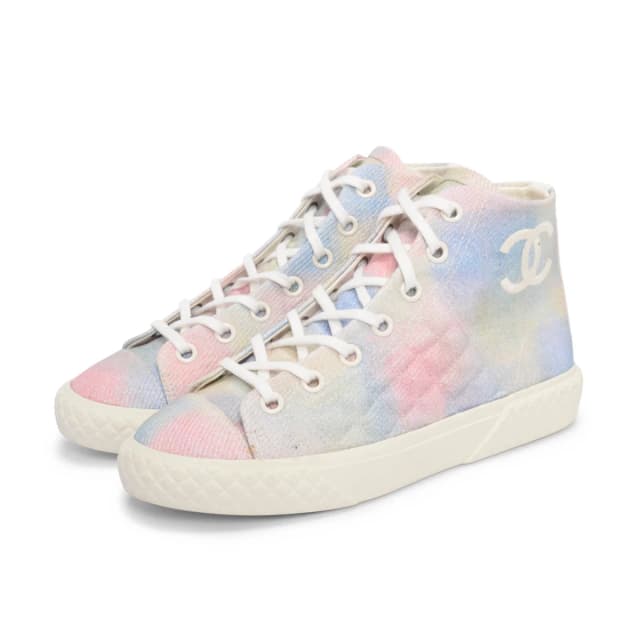 Chanel High Top Sneakers 38 in Pastel Tie-Dye Canvas from Blue Spinach, photo 1 of 1