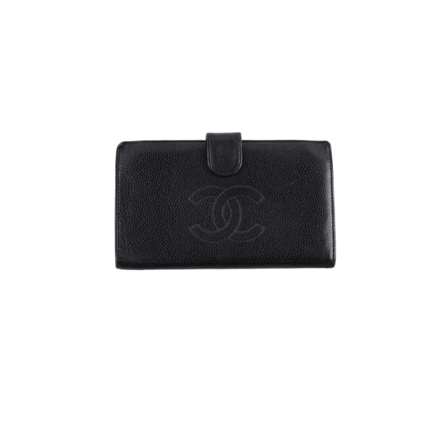 Chanel Vintage Caviar Snap Button Long Wallet Black in Black Caviar leather from The Purse Affair, photo 1 of 1