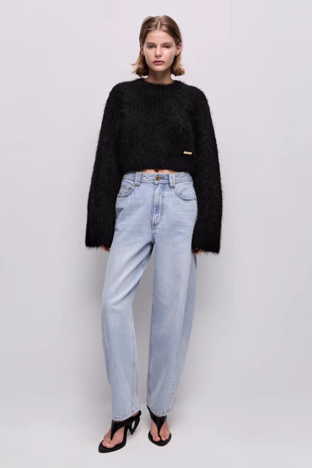 AJE Niro Fluffy Jumper in BLACK, image 1 of 1 from Aje