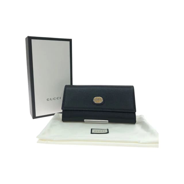 Gucci Women's Long Wallet Interlocking G Marina Leather Black in Black Leather from The Reluxe, photo 1 of 1
