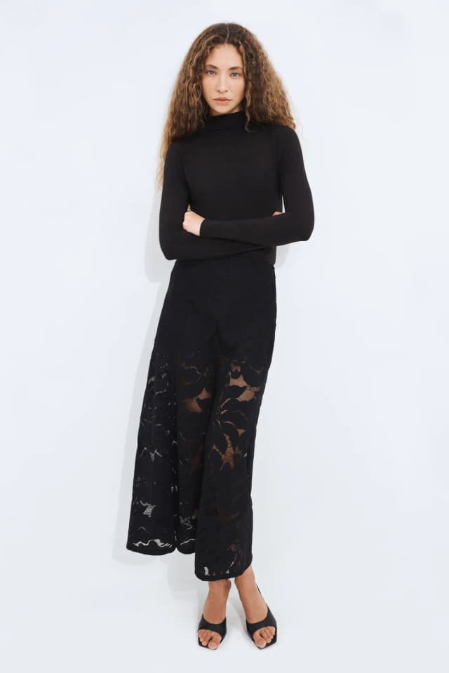 Aje Studio Aella Mock Neck Long Sleeve Top in BLACK, image 1 of 1 from Aje