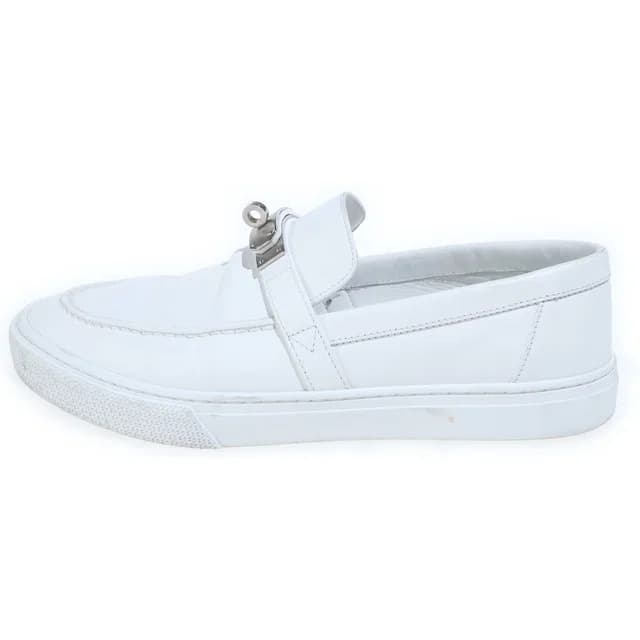 Hermès Game Kelly Buckle Leather Slip Ons White Slippers in White Leather from The Reluxe, photo 1 of 1