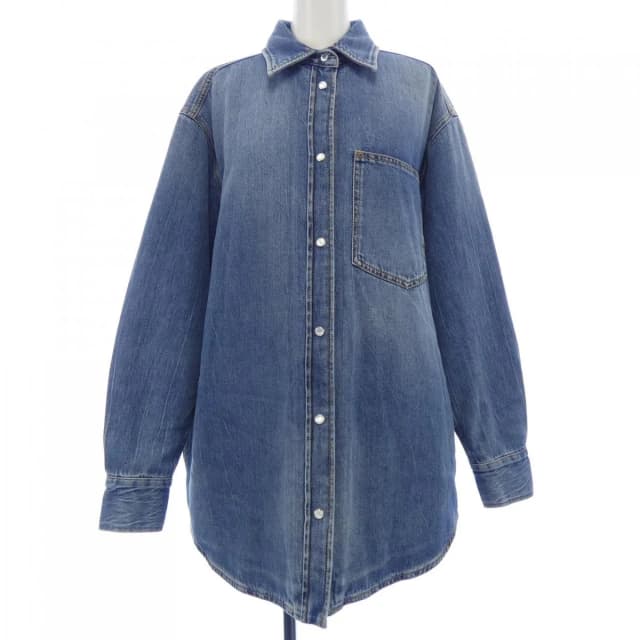 Gucci Washed Organic Denim Shirt Interlocking G Jacket in Denim from The Reluxe, photo 1 of 1