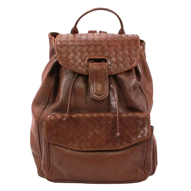 Bottega Veneta Intrecciato Backpack Leather Brown Gold in Brown Woven leather from The Reluxe, photo 1 of 1