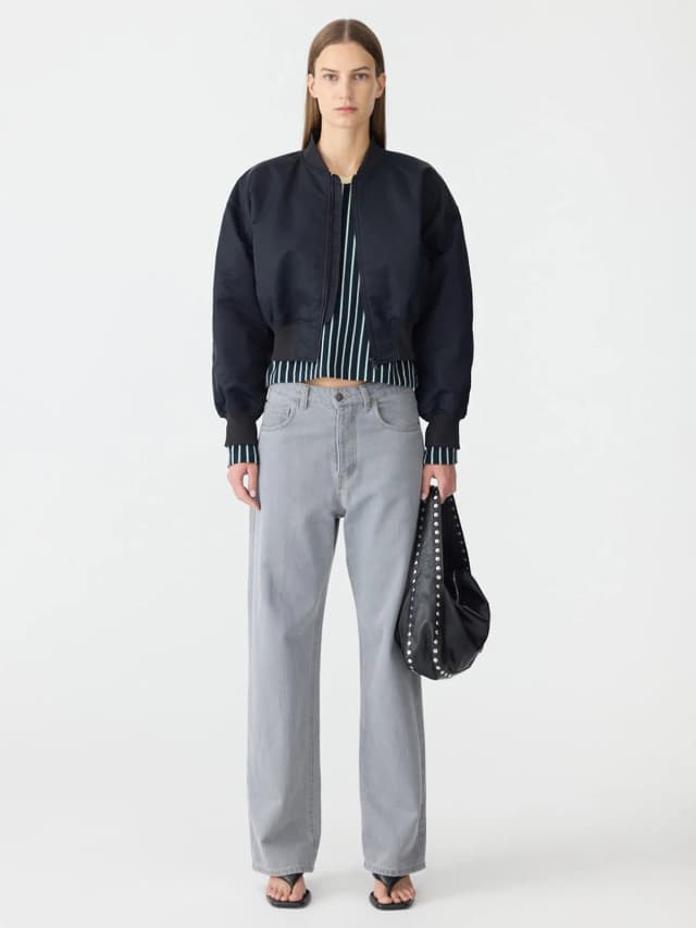 Bassike Recycled Nylon Cropped Bomber, image 1 of 1 from bassike
