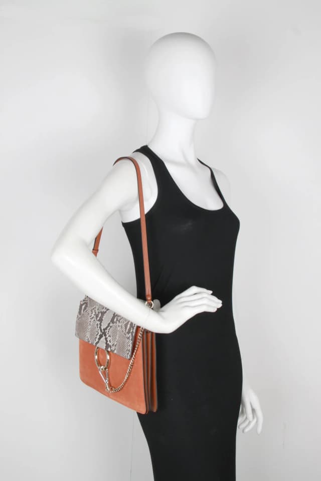 Chloé Faye Medium Python/Suede, Tannish Red, image 1 of 1 from Cultstatus