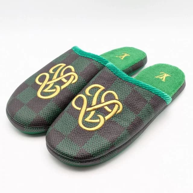 Louis Vuitton Palace Line Damier Green Brown Sandals Slippers in Brown from The Reluxe, photo 1 of 1
