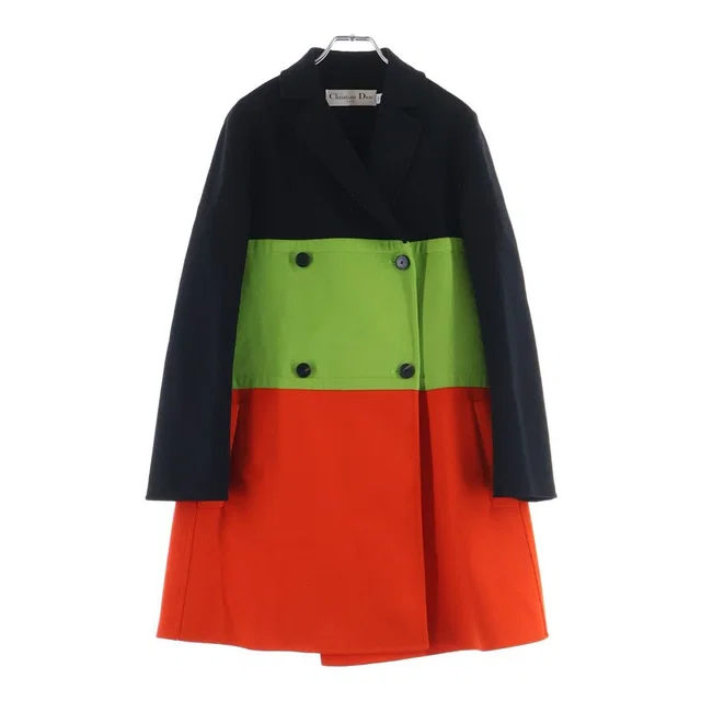 Dior Runway Colourblock Coat Double Breasted Orange Black Green in Black from The Reluxe, photo 1 of 1