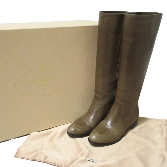 Prada Long Boots Brown 36 in Brown Leather from The Reluxe, photo 1 of 1