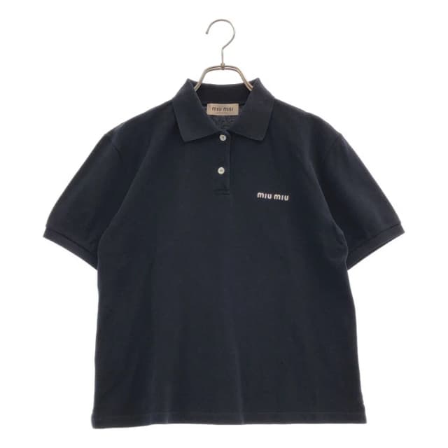 Miu Miu Cotton Pique Polo Shirt Navy XS in Navy from The Reluxe, photo 1 of 1
