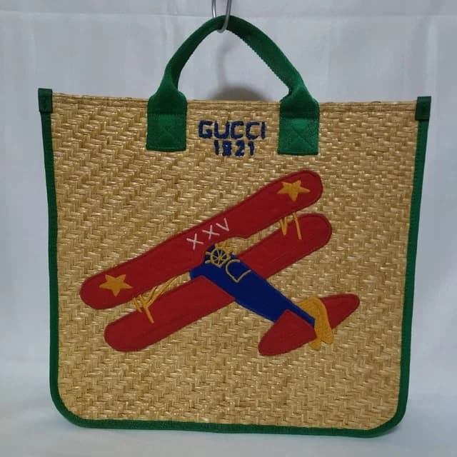 Gucci Children's Glider Straw Green Tote Bag in Green Raffia from The Reluxe, photo 1 of 1