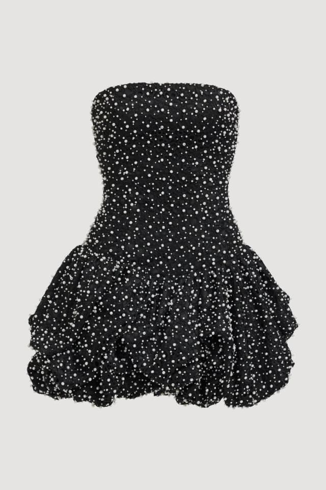 AJE Regina Pearl Mini Dress in BLACK, image 1 of 1 from Aje