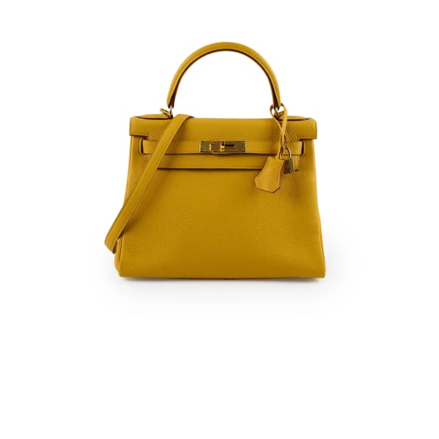 Hermès Kelly 28 Togo Leather Jaune Ambre GHW Y stamp in Yellow Togo leather from The Purse Affair, photo 1 of 1