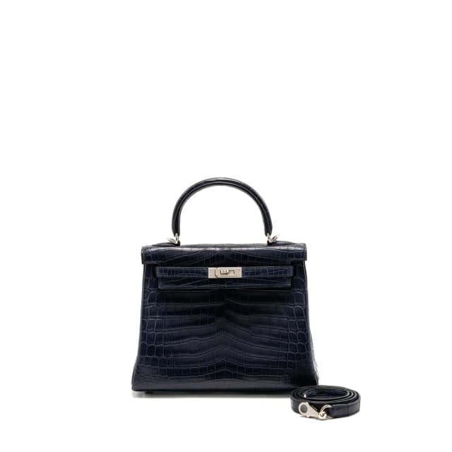 Hermès Kelly 25 crocodile niloticus Matt blue marine SHW stamp U in Navy Crocodile from EMIER, photo 1 of 1