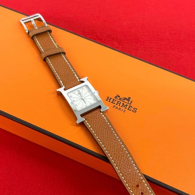 Hermès H Watch Veau Epsom Quartz Wrist Gold in Gold Epsom leather from The Reluxe, photo 1 of 1