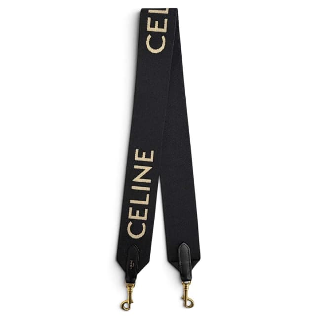 Celine Canvas Leather Jacquard Logo Shoulder Strap Black Beige Gold in Black Canvas from The Reluxe, photo 1 of 1