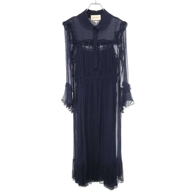 Gucci Chiffon Dress Navy 38 in Navy Nylon from The Reluxe, photo 1 of 1