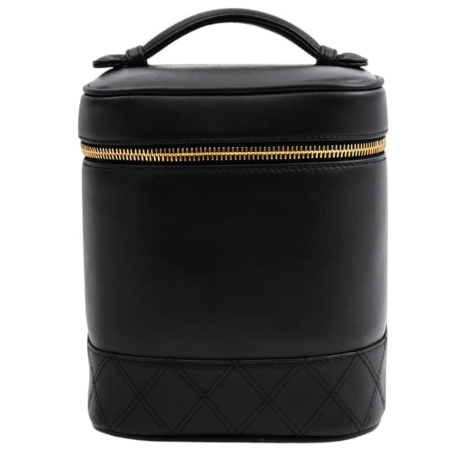 Chanel Around 1995 Bicolòre Stitch CC Mark Charm Vanity Bag Black from VINTAGE QOO TOKYO, photo 1 of 1