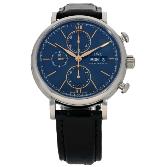 IWC Portofino Chronograph IW391036 42mm Stainless Steel Watch in Leather from H&T, photo 1 of 1