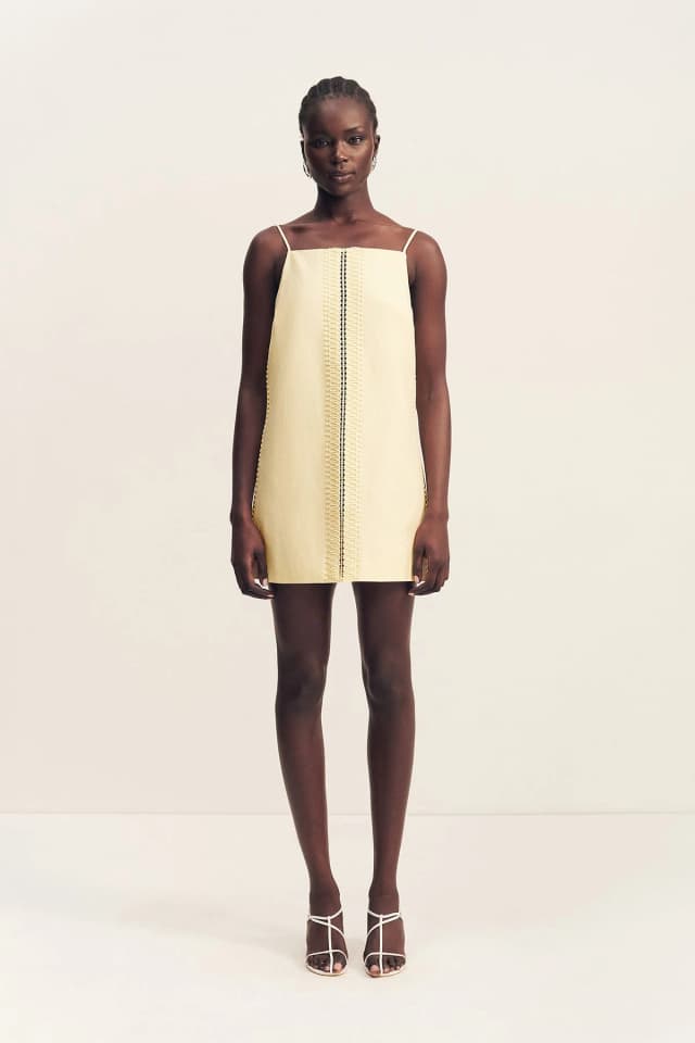 Shona Joy WRIGHT LACE LINEN BLEND SQUARE NECK MINI DRESS, image 1 of 1 from Shona Joy