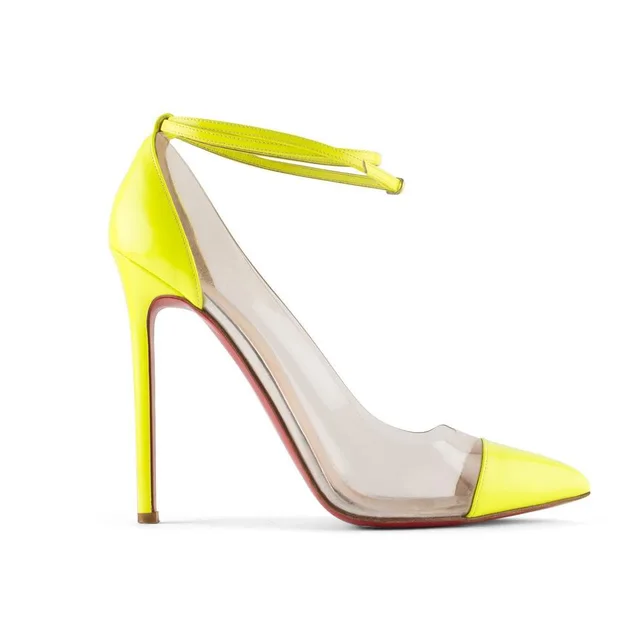 Christian Louboutin 37.5 Neon Yellow x Clear Bis un Bout So Kate Heels in Yellow from Bagriculture, photo 1 of 1