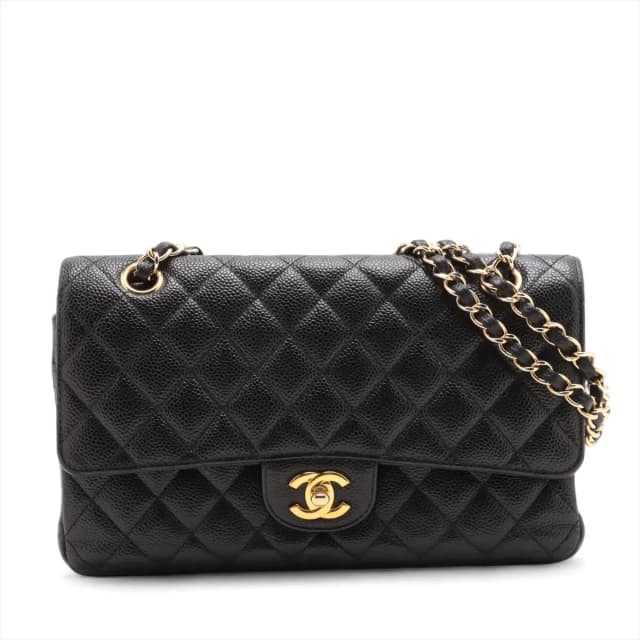 Chanel Medium/Large Caviar Double Classic Flap Black GHW in Black Caviar leather from The Purse Affair, photo 1 of 1