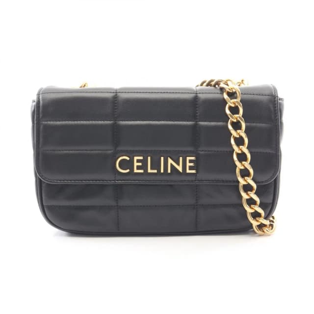 Celine Shoulder Bag Monochrome Black Leather Matelasse Chain in Black Leather from The Reluxe, photo 1 of 1