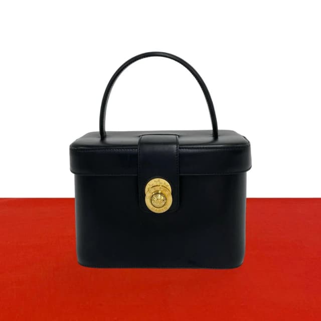 Celine Vintage Star Ball Logo Leather Handbag Vanity Bag Black in Black Leather from The Reluxe, photo 1 of 1