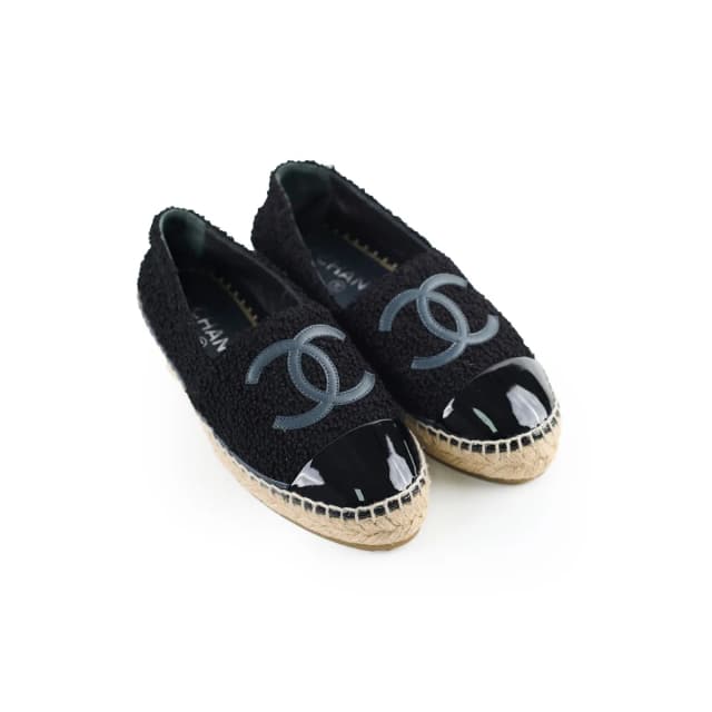 Chanel Espadrilles Patent/Tweed Black Size 36 in Black Patent leather from The Purse Affair, photo 1 of 1