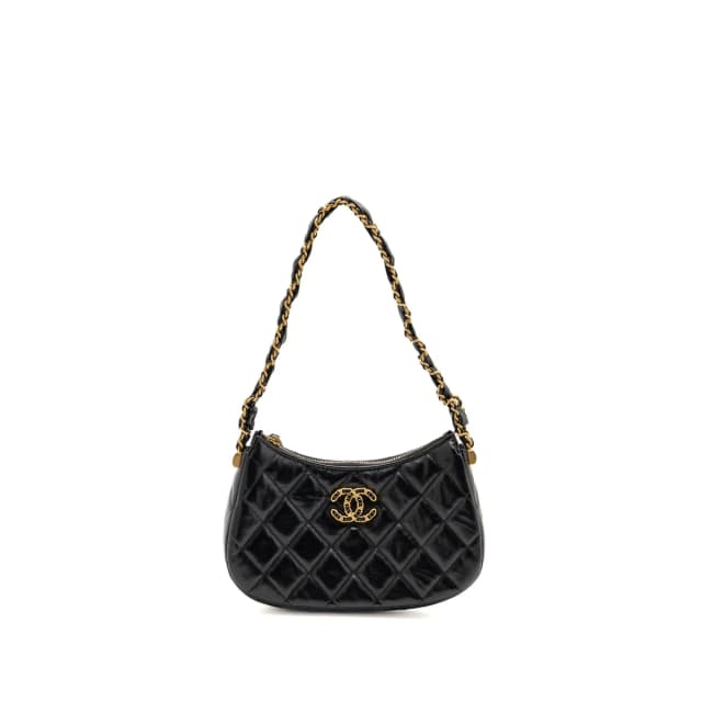 Chanel 23K small 19 Hobo Shoulder Bag Calfskin Black GHW (Microchip) in Black Calfskin from EMIER, photo 1 of 1