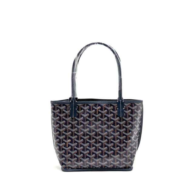 Goyard Mini Anjou Tote Bag Goyardine Canvas/Calfskin Bleu Marine SHW in Navy Calfskin from EMIER, photo 1 of 1