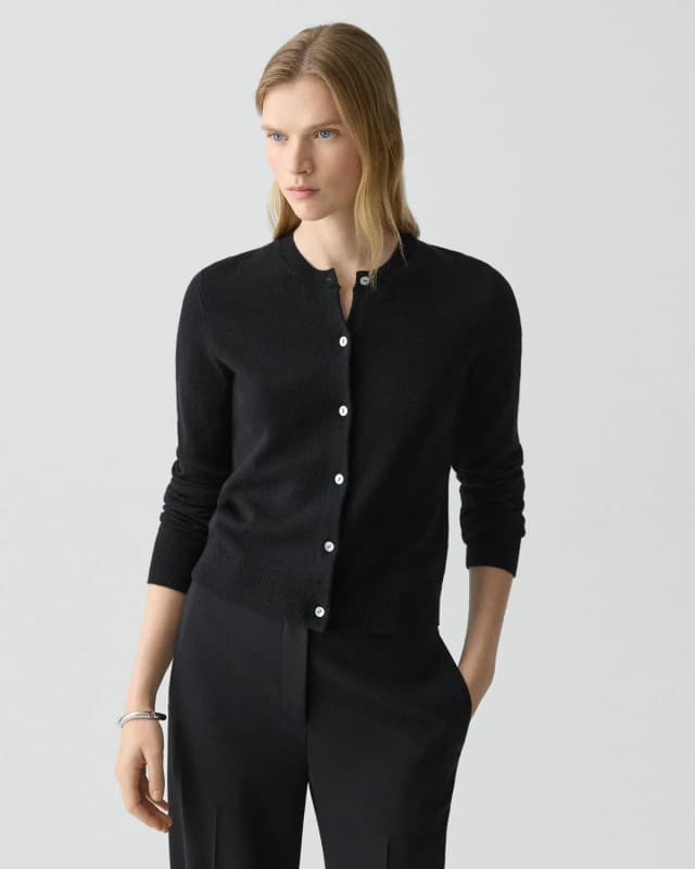 Theory Crewneck Cardigan in Cashmere, image 1 of 1 from Theory