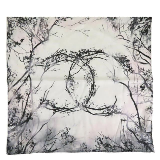 Chanel Scarf Black White in Black Silk from The Reluxe, photo 1 of 1