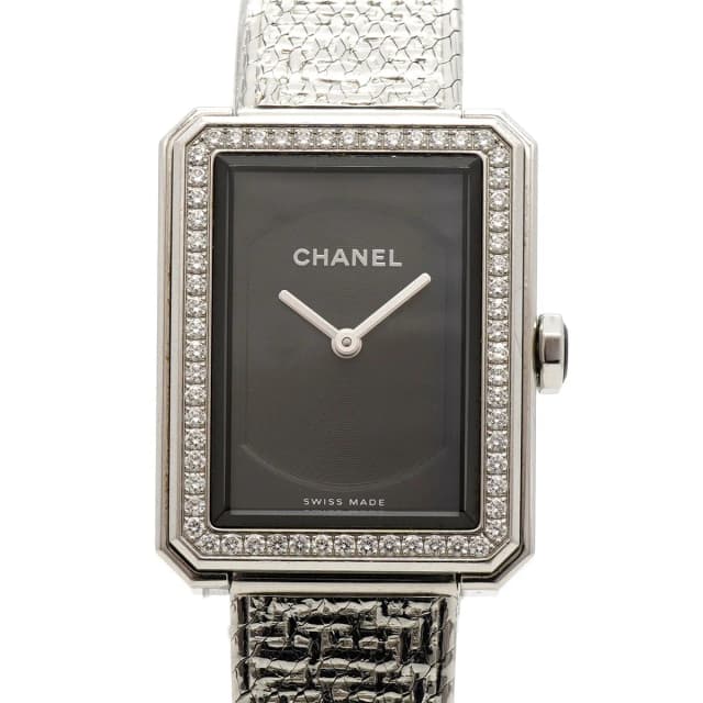 Chanel Boyfriend Tweed Diamond Bezel Black Dial Watch in Black Tweed from The Reluxe, photo 1 of 1