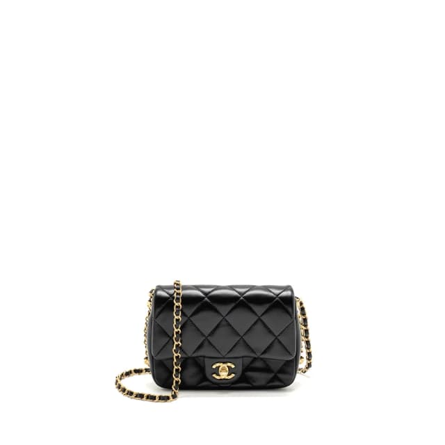 Chanel 23b Mini Flap Bag detail Chain Lambskin Black GHW(microchip) in Black Lambskin from EMIER, photo 1 of 1