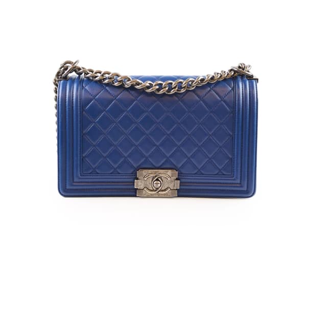 Chanel Old Medium Boy Bag Lambskin Blue 23Series in Blue Lambskin from The Purse Affair, photo 1 of 1