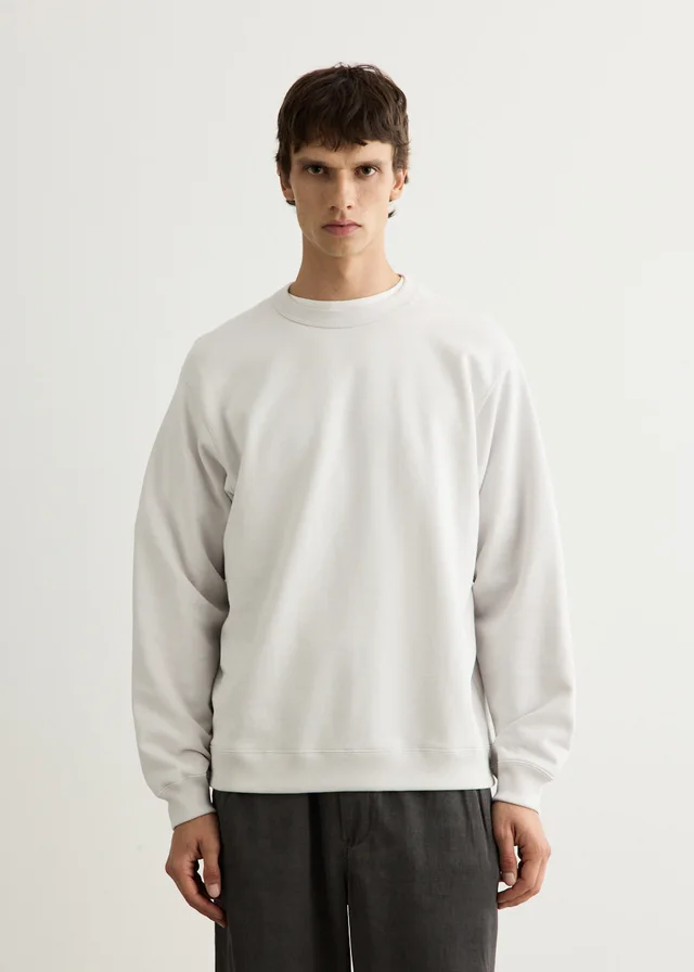 Still By Hand Pima Cotton Sweatshirt in ASH WHITE, image 1 of 1 from Incu