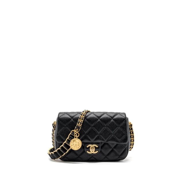 Chanel 21A chain Soul Flap bag grained calfskin black GHW (Microchip) in Black Caviar leather from EMIER, photo 1 of 1