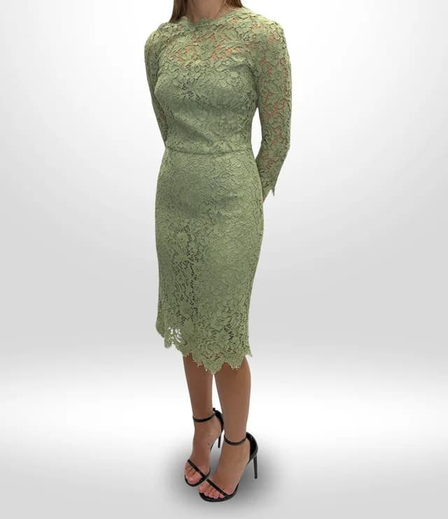 Dolce & Gabbana Lace Midi Dress Size 8 in Green from Revivre Luxury Consignment, photo 1 of 1