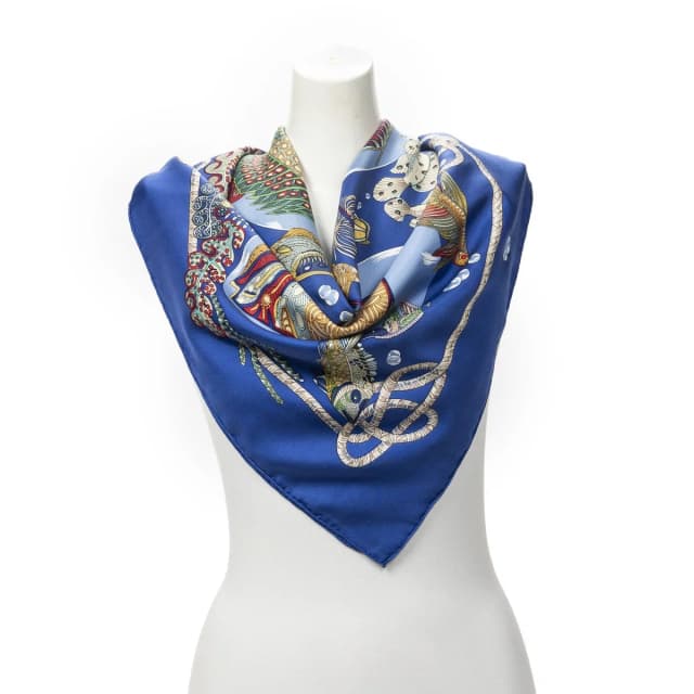 Hermès Scarf Blue Green Yellow Silk in Blue Silk from The Reluxe, photo 1 of 1