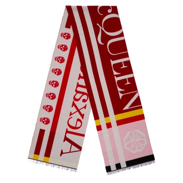 Alexander McQueen Block Logo Scarf, Bordeaux/Red, image 1 of 1 from Cultstatus