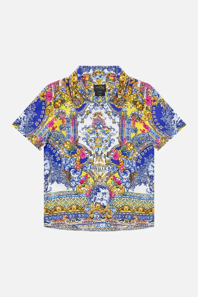 Camilla eBoutique BOYS SHORT SLEEVE CAMP COLLARED SHIRT ESPAÑA NIRVANA, image 1 of 1 from CAMILLA