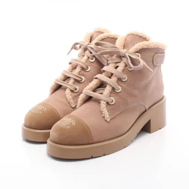 Chanel Boots CC Logo Lace Up Fleece Leather Suede in Suede from The Reluxe, photo 1 of 1